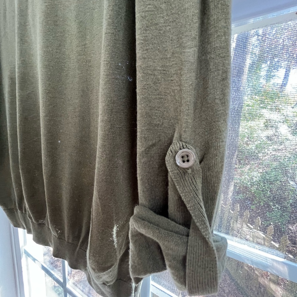 Massimo Dutti lightweight knit in Khaki. Silk cotton size M. Beautiful details. - Picture 4 of 9